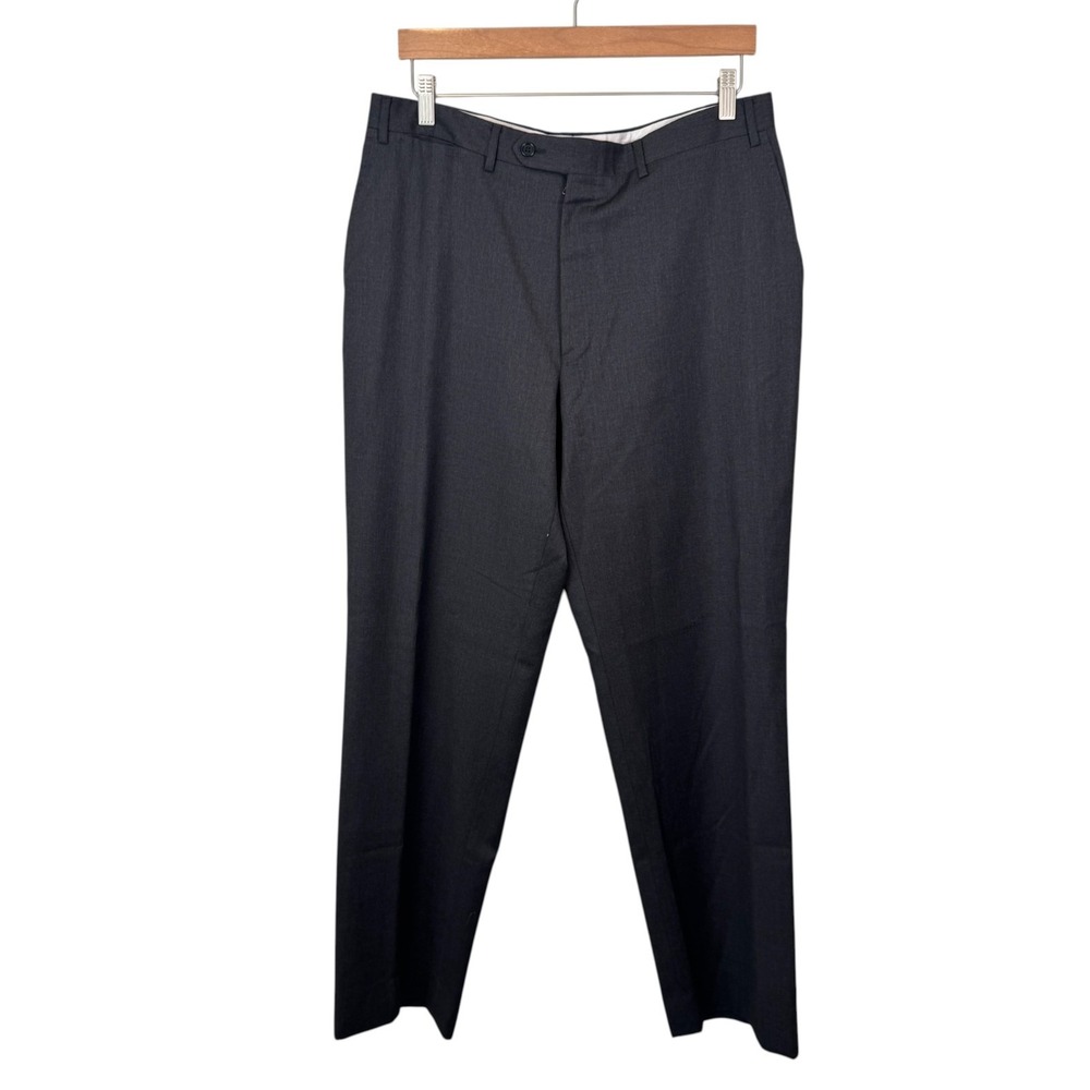 Canali Dress Slacks Suit Pants 36x33 Size‎ US 36 EU 52 Charcoal Gray Wool FLAW